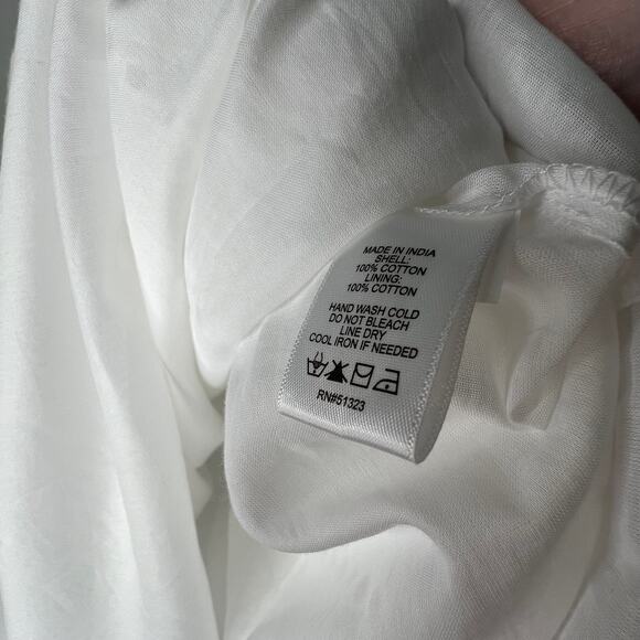 Cece White Poplin Eyelet Windowpane Maxi Skirt Size Large - Picture 6 of 7